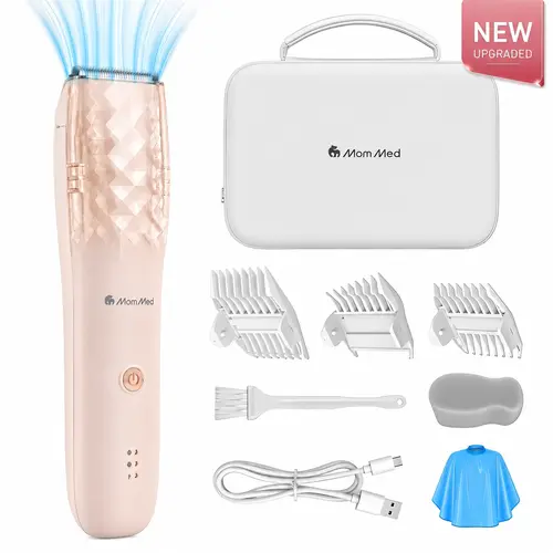 MomMed X18 Baby Hair Clippers, Ultra-Quiet Electric Vacuum Clippers with Charger Base, Compact Unisex Cordless Rechargeable Waterproof Haircut Kit for Newborns, Toddlers, Includes Batteries, Newborn, Kids