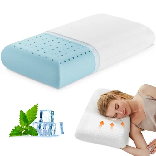【Deal】Orthopedic Durable Memory Foam Pillow with Cooling Gel - Side Sleepers, Neck Support, Posture Fix, Stay Cool, Removable Machine-Washable Cover, 1 Pack, 24"x16"