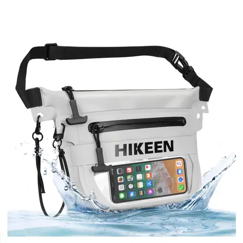 PVC 2-in-1 Waterproof Dry Bag with Adjustable Touchscreen Design, IP68 Small Removable Boating Accessory for Beach Swimming to Keep Phone Wallet Safe (Gray)