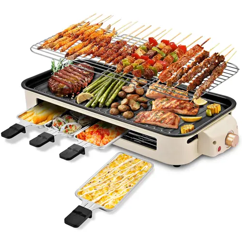 Pukomc ProGrill 2-in-1 Electric Grill | Reversible Grill/Griddle Plate, 1500W Dual-Zone Temp Control, Detachable & Dishwasher Safe, Stainless Steel + Oil Drip Tray,summerwins summerwins,home essentials