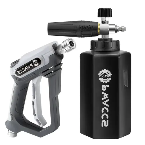 PWACCS Ultimate Car Washing Foam Soap Lance, 1/4" Quick Connector, 4000 PSI Pressure Wash Handle, 1.5L Stainless Steel Filter, 14mm-M22 Compatibility, Mix Water/Foam Knob, Regulator for Balanced Mix toolupgrade