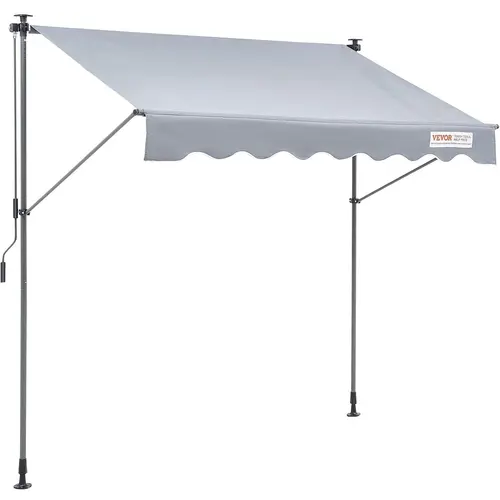VEVOR Manual Retractable Awning, UV Block Awning with Rain-Proof PU Coat, Outdoor Sunshade Shelter with Adjustable Canopy & Sun Shade Curtain, Waterproof PU Helps Keep Gear Dry for Backyard, Garden