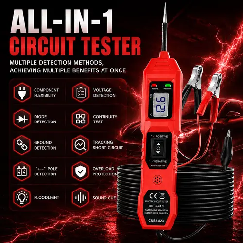 Automotive Wired Circuit Tester - DC Car Electrical System Diagnostic Tool, Multi-Test Tool for Mechanic with LED Display, Jumper Cables, Fast Fuse Testing #fathersdaygift #toolupgrade