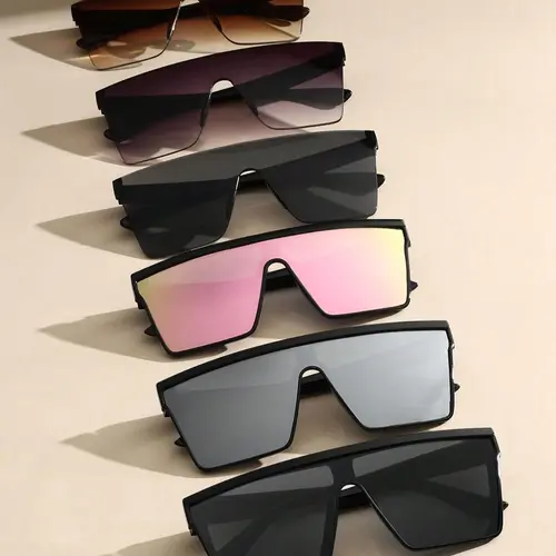 Unisex Trendy Plastic Frame Sunglasses, Fashionable Sunglasses, Casual Flat Top Sunglasses for Everyday Use, Fashion Styling Accessories for Outdoor Activities, Street Style Shades, Trendy Frames Sunglasses, Trendy Streetwear Sunglasses
