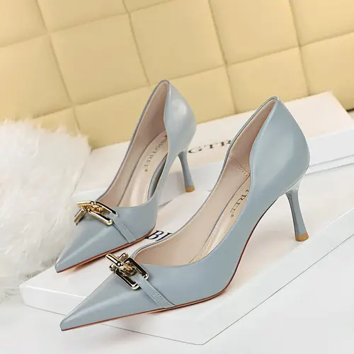 Women's Elegant Pointed Toe Metal Buckle Decoration Stiletto Heels, 2025 New Style Trendy Gorgeous High Heel Shoes, Elegant Heeled Shoes, Classy Stiletto Heels, Chic All-match Shoes for Daily Wear