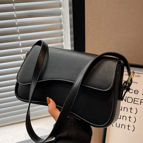 Women's Elegant Solid Color Flap Shoulder Clutch, Fashionable PU Leather Baguette Bag for Daily Life, Casual Trendy Versatile Convertible Shoulder Bag for Women & Girls, Fashion Purses, Crossbody Clutch Purse