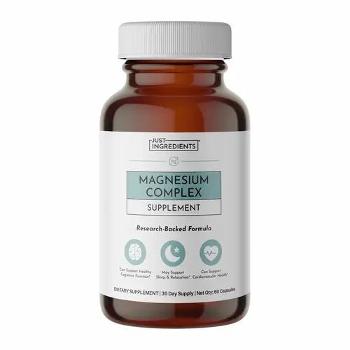 Just Ingredients Magnesium Complex – 60‑Capsule Five Bioavailable Magnesium Forms (Aquamin Sea Minerals, Malate, Orotate, Taurate, Bisglycinate) – Supports Relaxation, Sleep, Mood, Heart & Nervous System