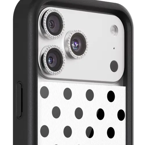 Wildflower Cases Limited Edition Silver Sparkly Camera Bling Casing for iPhone, Raised Black Protective Bumper, Smartphone/Cellphone/Handheld Devices Camera Protector, Women’s Owned Small Business Gift for Her