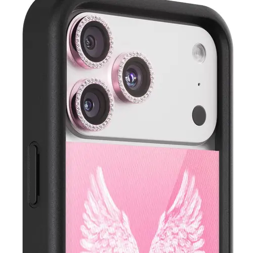 Pink Camera Bling | Limited Edition Trendy iPhone Case Camera Blings | Raised Protective Black Bumper | Women Owned Small Business | Pink Sparkly Pretty Shiny Camera Bling Sparkling | Camera Protectors | Gift for Her