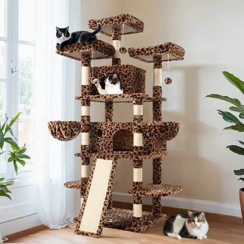 HOOMIC 68-Inch Multi-Level Cat Tree Tower for Large Cats with Sturdy Chipboard Base & Sisal Scratching Posts Cozy Plush Perches & Wide Base Board for Home Activity#TikTokShopDealsforYouDays#DealsforYouDays#Summervibes#Summergarden