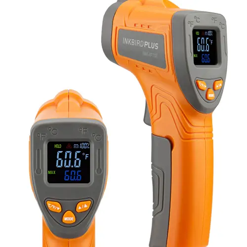 Inkbird 9V Digital Infrared LCD Thermometer Gun - 200g Portable Plastic Kitchen Utensil, LED Display, 0.5s Quick Read, ±2% Accurate, 12:1 Spot Ratio, Batteries Included, Waterproof for Food Cooking, Barbecue