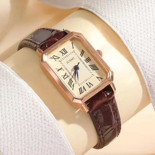 Women's Vintage Rectangular Dial Quartz Watch, Fashionable Analog Watch for Women & Girls, Trendy All-match & Exquisite Watch for Birthday Gift, Vintage Wristwatch, Casual Quartz Watch, Fashion Wristwatches