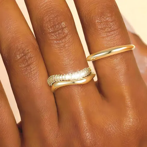 TEWIKY Women's Hypoallergenic Non Tarnish Dainty Mix-Match Stackable Rings Set, Trendy Thumb/Wedding Bands, Sizes 5-11, Non Tarnish Jewelry, Hypoallergenic Ring