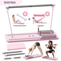 ZENROUS 4.0 New Upgrade Multifunctional Exercise Board with Pilates Bar & Kneeling Pad, Foldable Reformers Pilates Equipment, 300 lbs Max Load Home Gym Gear with Timer for Home Workout Abdominal Training