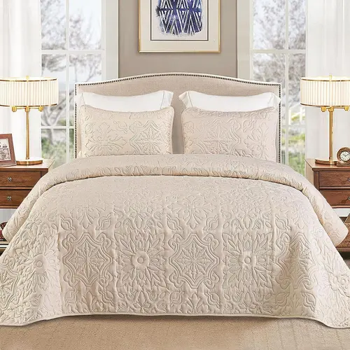 【backtoschoolday】Whale Flotilla 3 Piece California King Size Quilt Set, Soft Embossed Bedding Set, Lightweight Bedspread Coverlet with Boho Vintage Pattern, Reversible Bed Cover for All Seasons soft microfiber luxury  bedding  set