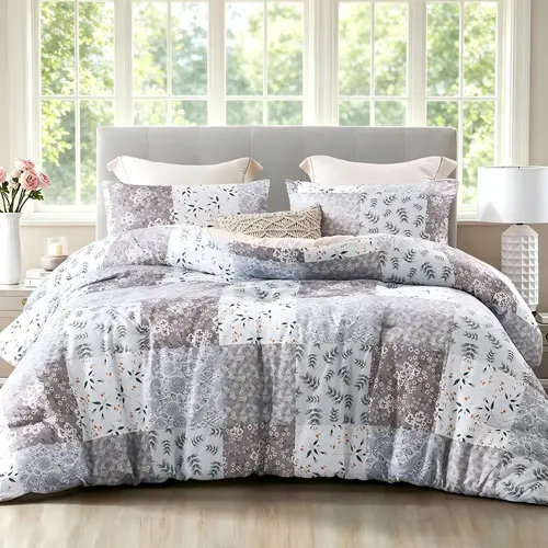 【backtoschoolday】Whale Flotilla King Comforter Set - Soft Reversible Boho Pattern Microfiber Patchwork 1 Comforter 2 Pillow Shams Bedspread for Bedroom Home Decor