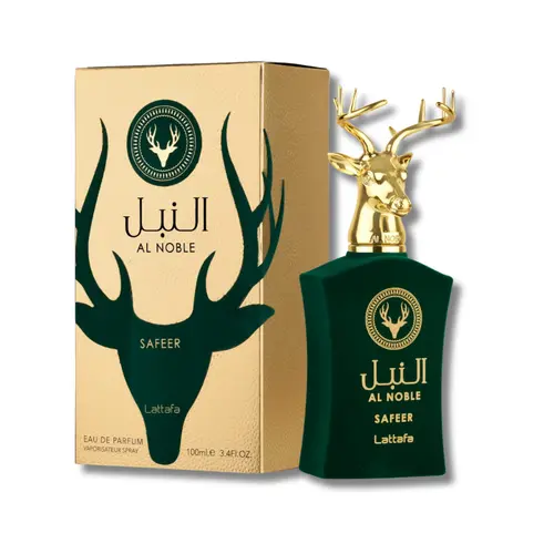 Lattafa Al Noble Safeer Eau de Parfum (3.4oz EDP Spray) - Liquid Unisex Fragrance, Aromatic Amberwood Citrus Bright Scent, Alcohol-Containing, Spicy Patchouli Notes, Long Lasting Perfumes for Adults, Luxurious Bottle
