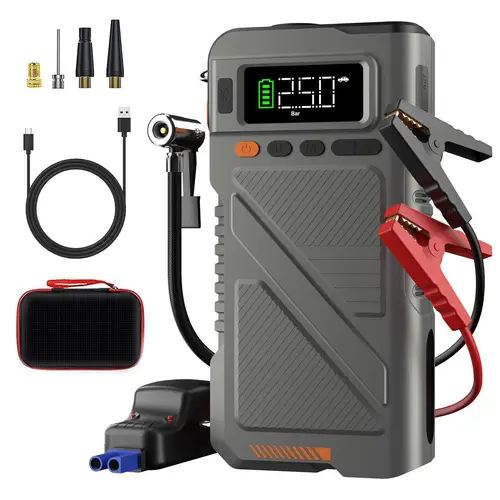 8000A Jump Starter with AirCompressor, LAFISOON Car BatteryPortable Jumper Box (AIl Gas/12LDiesel) 150PSl Tire Inflator Combo portable jumpstarter, Safety, Shell, Compact, Sturdy