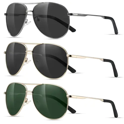 Eiuizah Men's Polarized Aviator Sunglasses, Classic Metal Frame with UV Protection and Universal Fit for Driving, Polarized Frames,summer outifit,travel essentials, Men's Accessories