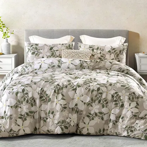 【backtoschoolday】Whale Flotilla King Size Comforter Set, Printed Beige Soft Warm Bedding Comforter Sets for Size Bed Set, 3 Pieces Micoriber Floral Comforter home bedroom