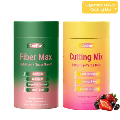 【Leefar Cut & Gut Bundle】Leefar Cutting Mix| Strawberry Açaí flavor*1+Leefar Fiber Max| Strawberry Matcha flavor*1
