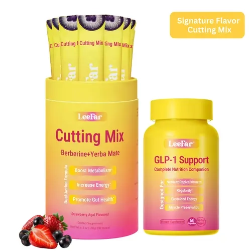 【Leefar Cutting Support Bundle】Leefar Cutting Mix| Strawberry Açaí flavor*1+LeeFar GLP-1 Support –13 Vitamins, 8 Minerals, Fiber & 1 Billion CFU Probiotic for Regularity,  Energy & Muscle Preservation* 1