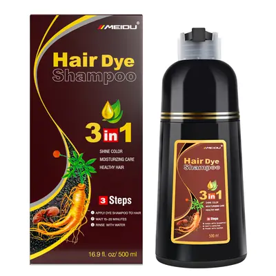 MEIDU Dark Brown 3 in 1 Hair Dye Shampoo - Herbal Ingredients,Can cover gray hairs,Natural Haircoloring,Plant Haircare summerwins