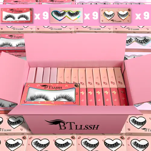 BTLLSSH 3D5D Faux Mink Lashes 3 Styles 100% Handmade Luxurious Lightweight False Eyelashes 27 Pairs Pack for Makeup Cosmetic Youth Daily,sunscreen