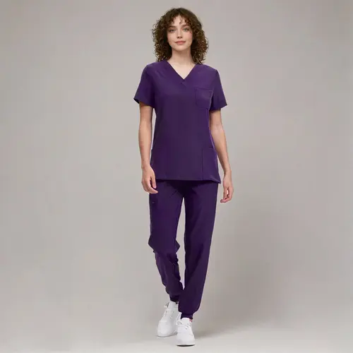 cozyscrubs Women's Luna Vital Medical Scrub Set - Clearance Limited Colors, Stretch V-Neck Top & Jogger Pants with 8 Pockets, Nurse Hospital Working Uniforms, Women's Clothes Black Womenswear