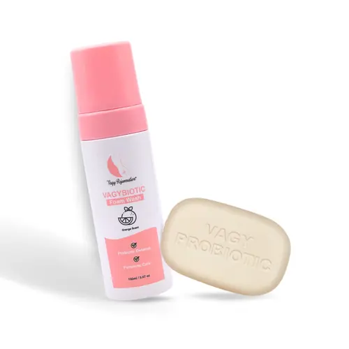 Vagy Biotic Gentle Intimate Cleanser - Coconut & Olive Infused Feminine Care Cleansing Probiotic Wash (Available as Bar Soap or Foam), Mousse