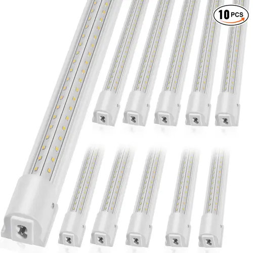 【Summerfinds】VEVOR 10-Pack 4FT 40W Linkable LED Shop Light Fixture (LED Set), 6500LM Ceiling Lights with 59in Power Cords (AC Power Supply), ON/OFF Switch, 48in Connector Cables, Anti-Interference, 50000-Hour Lifespan for Garage, Workshop