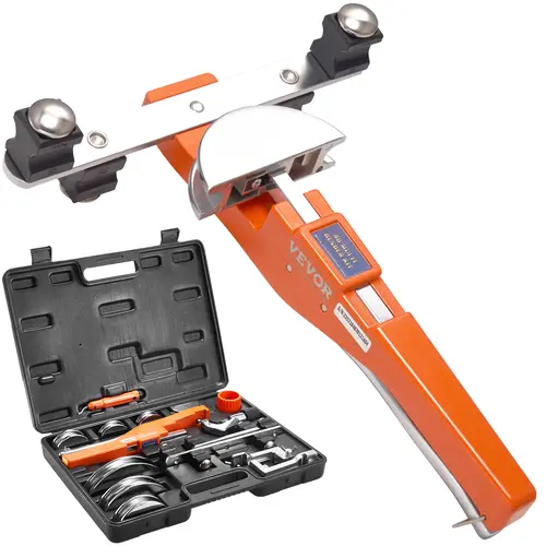 【Summerfinds】VEVOR Ratcheting Pipe Tube Bender Hand Tool, 1/4"-7/8" O.D., 90° Forward/Reverse, Long Handles, Ergonomic Design, 7 Dies, Pipe Cutter & Deburring Tool for HVAC, Floor Heating Repairs, Hand Tools