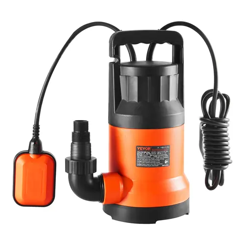 【Summerfinds】VEVOR 1 HP Submersible Utility Sump Pump, 4000 GPH High Flow, 31 ft Head, 10 ft Power Cord, Carrying Handle, Detachable Filter, G1-1/2" Elbow Outer Thread, 35 mm Pipe Adapter for Swimming Pool Draining, Basement