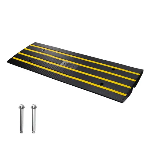 VEVOR Curb Ramp - 2.6" Rise Recycled Rubber Car Accessories, Heavy Duty 33069 lbs Capacity, Reflective Coat Boosts View, Weather-Proof, Long Life Expandable Set for Garage Loading Dock