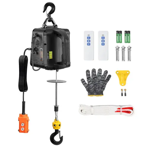 【DealsForYouDays】VEVOR Heavy Duty 3-in-1 Electric Hoist Winch, 1100lbs 1500W Portable Power Crane, 110V/120V, 22.9 ft Lifting Height, 13 ft/min Speed, Manual-Wired-Wireless Remote Control, Overload Protection, Hardware Tool, Father's Day Gift Idea