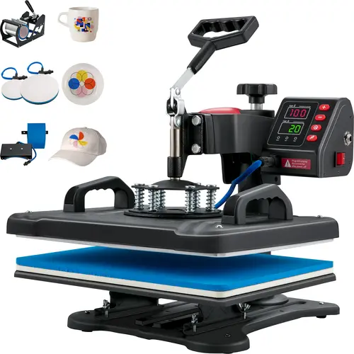 【Summerfinds】VEVOR Heat Press 5 in 1 Heat Press 12x15 Machine MachineDigital Precise Temperature ControlClamshell Sublimation Transfer Printer Fast Heat-upVinyl Heat Press for Mug Cup T-Shirt Plate900W,dorm essentials,home essentials