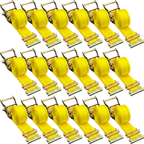 VEVOR Industrial E-Track Ratchet Straps (18PCS), 2x15ft Size E-Track Strap for Motorcycles, High-Tensile Spring Hooks, Waterproof Polyester Webbing, 4400 LBS Breaking Strength, 1460 LBS Capacity, Durable Trailer Tie-Downs, Auto Parts Accessories
