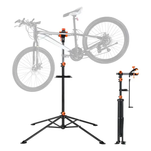 VEVOR Bike Repair Stand - 80 lbs Heavy-duty Steel Bicycle Workstand with Bike Tools, Clamp Adaptable Telescopic Arm, Magnetic Tray, Adjustable Height, Foldable for Home, Shops | TikTokShopBlackFriday, Foldable Legs