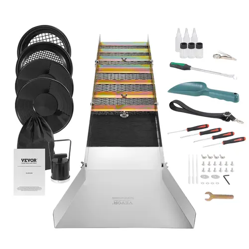 【Summerfinds】VEVOR Foldable Sluice Box Tool Kit, 50in 23pc Prospecting Equipment with Gold Pan, Classifier Screen, Separating Magnet, Portable Backpack, Shoulder Strap, 1 Spoon & More