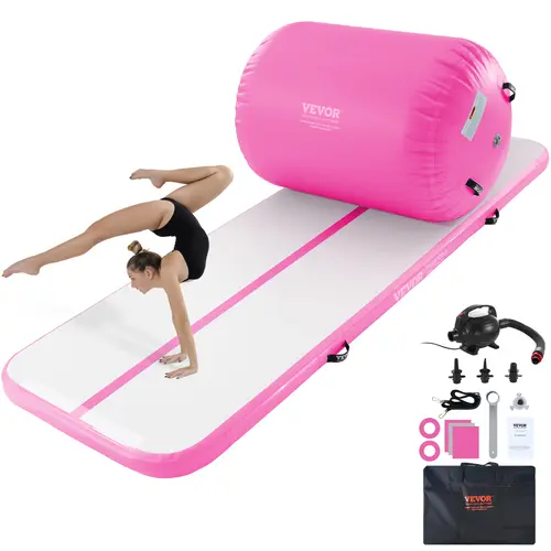 VEVOR Inflatable Gymnastics Air Mat Set, 2 PCS Tumbling Mat, Tumble Track with Electric Pump, Air Roller Barrel Gymnastics Equipment, Training Mats for Home Use/Gym/Yoga/Cheerleading/Beach/Park/Water,father'sdaygifts,campingessentials,campinggear