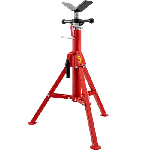 【Summerfinds】VEVOR V Head Pipe Stand, 1/8"-12" Capacity, 24"-42" Quick Adjust Clamp Height, 2500 lb Load Capacity, Portable Folding Carbon Steel Hardware, Slip-Proof Rounded Pad Grip, Metal Lateral Support Pad, for Welders, Pipe Users