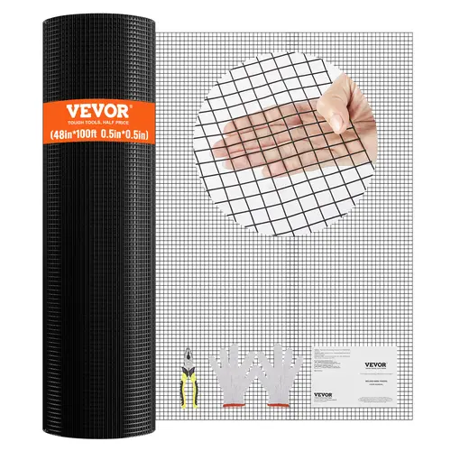 【Summerfinds】VEVOR Hardware Cloth 48'' x 100' Galvanized Wire Mesh Roll19 Gauge Chicken Wire Fence RollVinyl Coating Metal Wire Mesh for Chicken Coop BarrierRabbit Snake FencesPoultry Enclosures