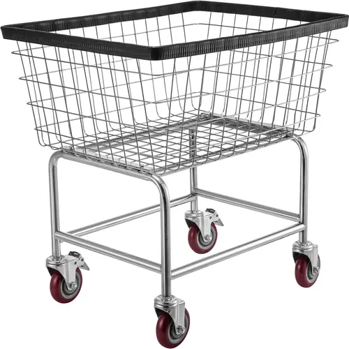 VEVOR Wire Laundry Cart,  2.5 Bushel Wire Laundry Basket with Wheels, 21\'\'x27\'\'x27.5\'\' Commercial Wire Laundry Basket Cart, Steel Frame with Chrome Finish, 4inch Casters, Wire Basket Cart