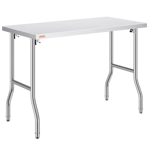 【DealsForYouDays】VEVOR Folding Commercial Prep Table 48 x 24 Inch Commercial Worktable WorkstationHeavy-duty Stainless Steel Folding Table with 300 lbs LoadKitchen Work Tablefor Home Kitchen Restaurant Garage, Heavy Duty Tables