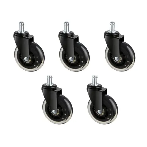 【toolupgrade】VEVOR Heavy Duty Furniture Mover Casters, 5-Piece 3-in Polyurethane Swivel Casters, Rust-Resist Metal, Floor-Safe PU Roll, 130 Lbs Load Capacity, Universal Fit for Office Chairs, Enhances Chair Mobility