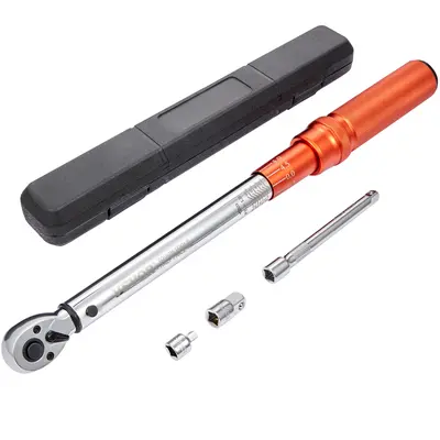 【Summerfinds】VEVOR Torque Wrench 3/8-inch Drive Click Torque Wrench 10-80ft.lb/14-110n.mDual-Direction Adjustable Torque Wrench SetMechanical Dual Range Scales Torque Wrench Kit with Adapters Extension Rod