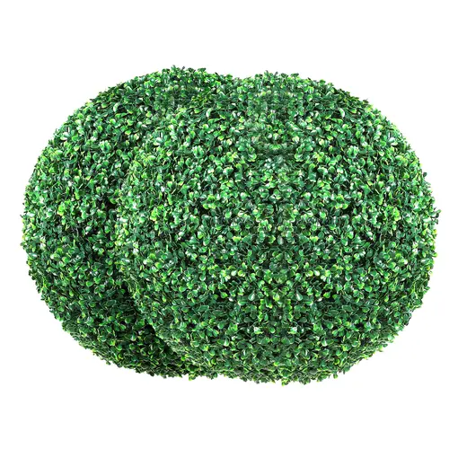 【Summerfinds】LED Artificial Boxwood Topiary Trees, 2-Piece 20in Round All-Year Green Home Goods, Garden Decorations, Artificial Plants for Living Room Backyard, Decoration Supplies,dorm essentials