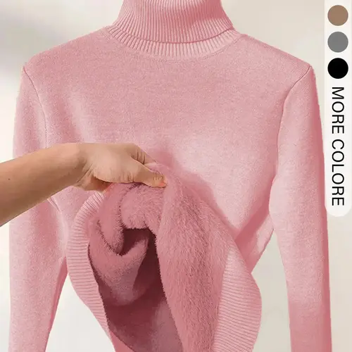 Women's Plain High Neck Turtleneck Thick Sweater, Fitted Knitwear Sweater, Basic Casual Long Sleeve Jumper for Fall & Winter, Fashion Ladies' Knitwear for Everyday Wear, Casual Knit Top
