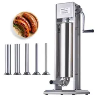 VEVOR 7L/15 lbs Manual Vertical Sausage Stuffer, Kitchen Utensils, Food-Grade 304 Stainless Steel Sausage Maker, Detachable Ergonomic Handles Reduce Arm Strain, Fast-Slow Control, 5-Tube Versatility for Home Use
