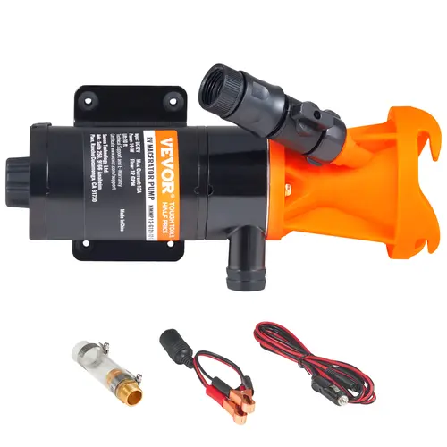 VEVOR 12V 12GMP Portable Macerator Pump for Boat, RV Black Water Tank Waste Disposal, Tools and Gadgets with Quick-Release Valve, Detachable Connection, Metal Hose Clamp & Power Cord